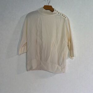 Adolfo Dominguez Cream Blouse with Shoulder Buttons